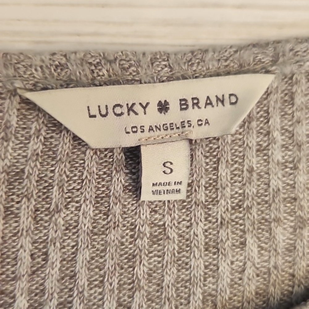Womens Lucky Brand gray long bell sleeve top with bows size S. - Picture 9 of 13